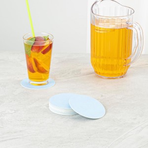 Restaurantware Paper Coasters 100 Pack of 3.5 Inch Disposable Beverage Coasters Absorbent for Hot and Cold Drinks Blue Coffee Cup Essentials for Table Decor, Kitchen, Home Patio or Living Room