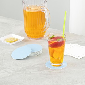 Restaurantware Paper Coasters 100 Pack of 3.5 Inch Disposable Beverage Coasters Absorbent for Hot and Cold Drinks Blue Coffee Cup Essentials for Table Decor, Kitchen, Home Patio or Living Room