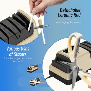 Professional 5-in-1 Electric Knife Sharpener w/LCD, Scissor Sharpener with 3-Speed & 100% Diamond Abrasives -Precision Angle Guides Sharpens Straight, Serrated, Cleaver Knives