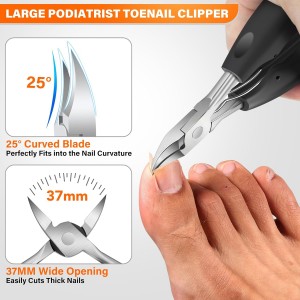 DRMODE Toenail Clippers for Thick Toenails, Long Handled Toe Nail Clippers for Thick Nails for Seniors with Wide Opening, Professional Stainless Steel Slanted Curved Ingrown Toenail Clippers for Men