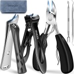 DRMODE Toenail Clippers for Thick Toenails, Long Handled Toe Nail Clippers for Thick Nails for Seniors with Wide Opening, Professional Stainless Steel Slanted Curved Ingrown Toenail Clippers for Men