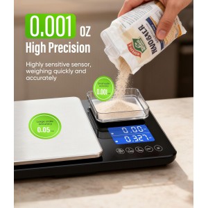 Digital Dual Platform Kitchen Scale, 33 lb Large & 1.1 lb Mini Food Scale with Dual-Line LCD Display, Stainless Steel, High Precision for Baking, Cooking, and Meal Prep