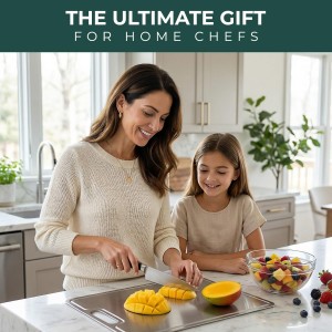 Real Titanium Cutting Board for Kitchen, Pure Titanium Large 15x11 Metal Cutting Boards for Meat and Vegetables, Food Safe, Dishwasher Safe