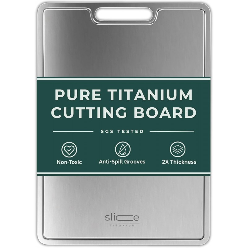 Real Titanium Cutting Board for Kitchen, Pure Titanium Large 15x11 Metal Cutting Boards for Meat and Vegetables, Food Safe, Dishwasher Safe