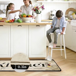 Kitchen Rugs and Mats Non Slip, Farmhouse Floral Kitchen Mats for Floor, Machine Washable Comfort Cushioned Soft Faux Wool Runner Rugs for Sink, Laundry Room, Office, Hallway, 20