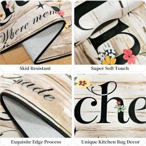 Kitchen Rugs and Mats Non Slip, Farmhouse Floral Kitchen Mats for Floor, Machine Washable Comfort Cushioned Soft Faux Wool Runner Rugs for Sink, Laundry Room, Office, Hallway, 20