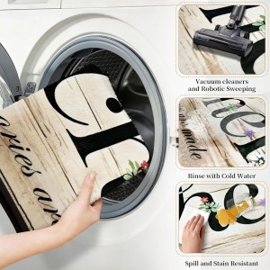 Kitchen Rugs and Mats Non Slip, Farmhouse Floral Kitchen Mats for Floor, Machine Washable Comfort Cushioned Soft Faux Wool Runner Rugs for Sink, Laundry Room, Office, Hallway, 20