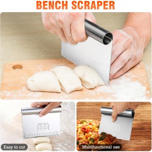 Stainless Steel Biscuit Cutter Set, Pastry Scraper and Dough Blender, Sturdy & Long-Lasting with Ergonomic Rubber Grip, Baking Dough Tools for Cooking Cookies and Donuts, Cakes, or Making Pancakes