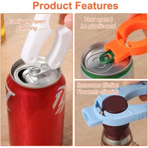 8 Pcs Water Bottle Opener Plastic Bottle Cap Opener Multi-Purpose Orange Soda Can Openers Plastic Jar Grip for Weak Hands Home Kitchen Camping Outdoor Adventure
