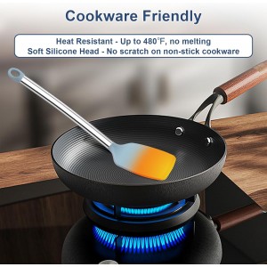 8PCS Kitchen Utensils Set, Vayvnt Heat Resistant Silicone Utensils Set for Cooking, Non Scratch Spatula Spoons for Non Stick Pan, Large Kitchen Cooking Tools, Metal Long Handle&Dishwasher Safe, Blue