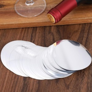 50pcs Wine Foil Pourer Disk Silver Pourer Liquor Stopping Pour Spouts Drip -free Wine Pourers for Wines Bottles Reusable Spout Disks Aluminum Wines Whisky Pourers for Beverage Beer Liquid Dispenser