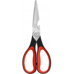 LIVINGO 8.5 Inch Kitchen Scissors Heavy Duty - Multi-Purpose Food Shears with Serrated Blades, Nut Cracker, Fish Scaler, Bottle Opener, Black & Red Handle