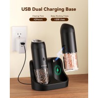 WONMAKE Gravity Electric Salt and Pepper Grinder Set with Charging Base, Automatic Salt and Pepper Mill, 6-Level Adjustable Coarseness, Dual Speed, and Large 5.95oz Capacity