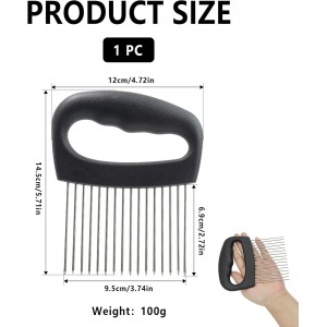 Extra-Large Onion Holder for Slicing, 16-Prong Stainless Steel Food Slicing Assistant & Meat Tenderizer Tool, Non-Slip Vegetable Slicer Kitchen Gadget for Onion, Tomato, Lemon, Potato