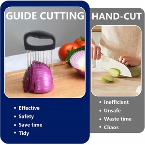 Extra-Large Onion Holder for Slicing, 16-Prong Stainless Steel Food Slicing Assistant & Meat Tenderizer Tool, Non-Slip Vegetable Slicer Kitchen Gadget for Onion, Tomato, Lemon, Potato