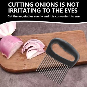 Extra-Large Onion Holder for Slicing, 16-Prong Stainless Steel Food Slicing Assistant & Meat Tenderizer Tool, Non-Slip Vegetable Slicer Kitchen Gadget for Onion, Tomato, Lemon, Potato