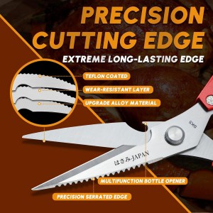 Huusk Kitchen Scissors Set Red - Japanese Kitchen Shears, Heavy Duty Poultry Shears, Sharp Meat Scissors for Food, Chicken Bones, and Turkey, Christmas Gifts for Women Men