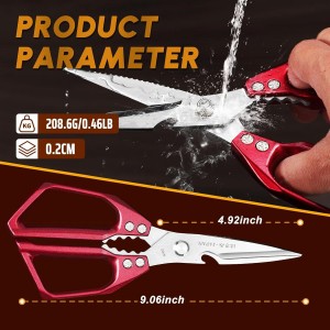 Huusk Kitchen Scissors Set Red - Japanese Kitchen Shears, Heavy Duty Poultry Shears, Sharp Meat Scissors for Food, Chicken Bones, and Turkey, Christmas Gifts for Women Men