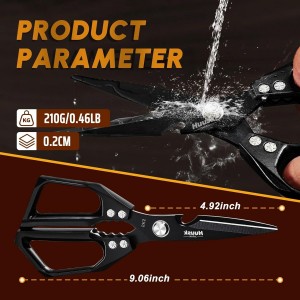 HUUSK Kitchen Scissors for Food - Stainless Steel Kitchen Shears, Sharp Black Meat Scissors Dishwasher Safe, Heavy Duty Poultry Shears, Japanese Cooking Scissor for Chicken, Christmas Gifts for Men