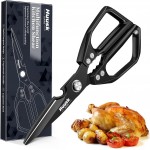 HUUSK Kitchen Scissors for Food - Stainless Steel Kitchen Shears, Sharp Black Meat Scissors Dishwasher Safe, Heavy Duty Poultry Shears, Japanese Cooking Scissor for Chicken, Christmas Gifts for Men
