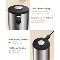 Electric Salt and Pepper Grinder Set, Type-C Rechargeable with LED Battery Level Display, Stainless Steel Salt and Pepper Shakers with Storage Base, Top Button Design, 5 Adjustable Coarseness Levels