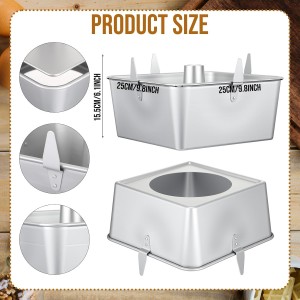 Vesici 10 Inch Square Tube Cake Pan with Cooling Feet Angel Food Cake Pan with Removable Bottom Non-stick Aluminum Alloy Pans for Baking Pound, Chiffon Cakes(Silver)