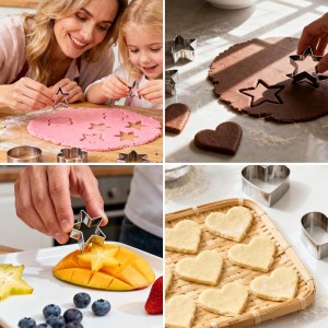 30PCS Mini Cookie Cutters Shapes Set with Box for Kids, Small Stainless Steel Star Triangle Cookie Cutter Variety Pack, for Tiny Polymer Clay, Fruit