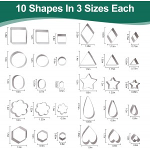 30PCS Mini Cookie Cutters Shapes Set with Box for Kids, Small Stainless Steel Star Triangle Cookie Cutter Variety Pack, for Tiny Polymer Clay, Fruit
