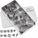 30PCS Mini Cookie Cutters Shapes Set with Box for Kids, Small Stainless Steel Star Triangle Cookie Cutter Variety Pack, for Tiny Polymer Clay, Fruit