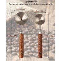 Coffee Scoop Set, 2 PCS 304 Stainless Steel Wood Handle Coffee Measuring Spoons, 15ml & 30ml for Ground Espresso Beans, Long Wooden Handle Scoop Kitchen Utensil for Scooping
