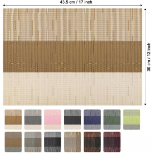 Placemats Set of 6, Vinyl Woven Place Mats Indoor Set of 6 Washable Wipeable PVC Table Mats Heat-Resistant Non Slip Placemat for Kitchen Dining Outdoor Table (Beige Light Brown, Set of 6)