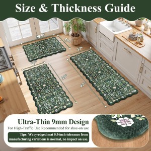 Yamaziot Anti Fatigue Kitchen Rugs Set of 3 - Boho Non Slip Waterproof Kitchen Mats for Floor, Boho Runner Rug for Kitchen Floor, Laundry, Office, 17.3