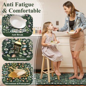 Yamaziot Anti Fatigue Kitchen Rugs Set of 3 - Boho Non Slip Waterproof Kitchen Mats for Floor, Boho Runner Rug for Kitchen Floor, Laundry, Office, 17.3