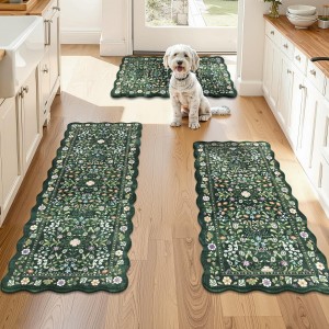 Yamaziot Anti Fatigue Kitchen Rugs Set of 3 - Boho Non Slip Waterproof Kitchen Mats for Floor, Boho Runner Rug for Kitchen Floor, Laundry, Office, 17.3