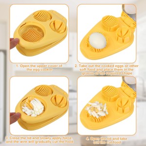 3 in 1 Hard Boiled Egg Slicer, 3 Slice Modes Egg Cutter Stainless Steel Multipurpose Chopper Tool Kitchen Utensils for Butter Mushroom Strawberry Tomato (Yellow)