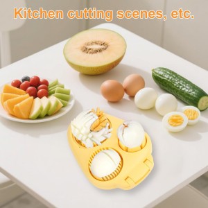 3 in 1 Hard Boiled Egg Slicer, 3 Slice Modes Egg Cutter Stainless Steel Multipurpose Chopper Tool Kitchen Utensils for Butter Mushroom Strawberry Tomato (Yellow)