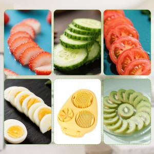 3 in 1 Hard Boiled Egg Slicer, 3 Slice Modes Egg Cutter Stainless Steel Multipurpose Chopper Tool Kitchen Utensils for Butter Mushroom Strawberry Tomato (Yellow)