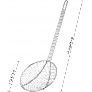 2PCS Fryer Scoop Skimmer Spoon Strainer Spoon Kitchen Spider Frying Spoon Strainer and Utensil for Deep Fryer with Basket, Deep Fryer Cooking, Wok Fry Ladle Spoons with Handle, Asian Spatula Utensils