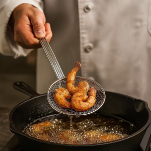 2PCS Fryer Scoop Skimmer Spoon Strainer Spoon Kitchen Spider Frying Spoon Strainer and Utensil for Deep Fryer with Basket, Deep Fryer Cooking, Wok Fry Ladle Spoons with Handle, Asian Spatula Utensils