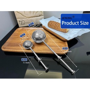 JETKONG Large Flour Duster for Baking, One-Handed Operation Sugar Sifter, 304 Stainless Steel Dusting Wand, Flour Sprinkler for Bread Baking (Large, Silver)