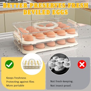 Easter Deviled Egg Containers with Lid & Handle (2 Layer Snap-on) PET Thickened Eggs Holder Inc Egg Slicer Kitchen Tongs Silicone Spatula and Piping Decorating Kit