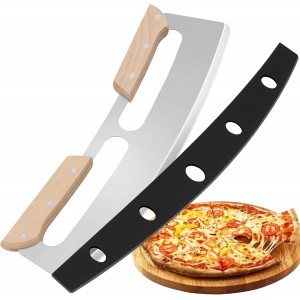 Pizza Cutter Rocker Blade with Wooden Ha...