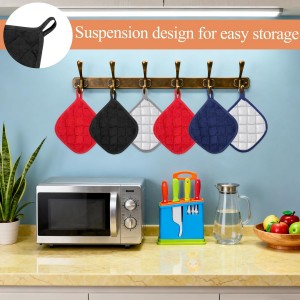 SHENLIU 24 Pcs Cotton Pot Holders for Kitchen, 7 x 7 Inches Heat Resistant Potholders Bulk Hot Pads 4 Colors Washable with Hanging Loops for Cooking Baking Black Gray Blue Red