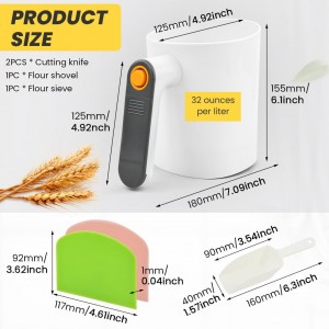 Electric Flour Sifter, Battery Operated Flour Sifter Cup，Easy to Clean, Ergonomical Handle FlourS Sieve for Cooking, 4 Cup Sieve, Pastry Baking(COLOR:white)