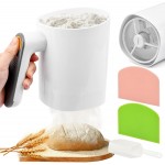 Electric Flour Sifter, Battery Operated Flour Sifter Cup，Easy to Clean, Ergonomical Handle FlourS Sieve for Cooking, 4 Cup Sieve, Pastry Baking(COLOR:white)