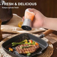 Premium Manual Pepper Grinder Mill with Stainless Steel Cap, Ceramic Blades and Adjustable Coarseness Grinder for Fresh Ground Pepper, Salt and Spices, 6 oz Glass Body (1Pcs)