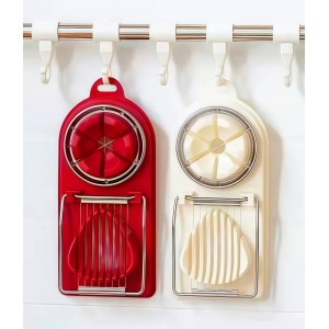 2 Pcs Egg Cutter Fruit Slicer Boiled-Eggs, Egg Peeler, Boiled Egg Peeler, Egg Chopper, Stainless Steel Cutting Wires Kitchen Egg Slicers 2 in 1 (red, white)
