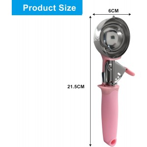 1pc Stainless Steel Ice Cream Scoop, 3.27oz Pink Cookie & Cupcake Scoop, Heavy Duty Muffin Scoop for Portion Control, Cookie Dough, Batter Dispensing