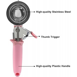 1pc Stainless Steel Ice Cream Scoop, 3.27oz Pink Cookie & Cupcake Scoop, Heavy Duty Muffin Scoop for Portion Control, Cookie Dough, Batter Dispensing