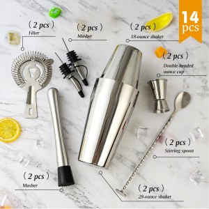 Mwellewm Cocktail Shaker Set, Boston Shakers Bartending Professional Bartender Kit Bartender Beginner Mixed Alcohol Martini Shaker Tins Tool for Bar Drink